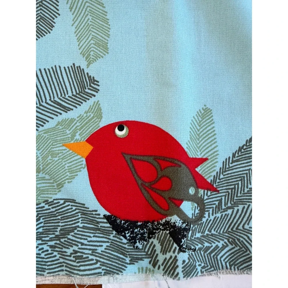 IKEA Malin Akerblom Bird Fabric 36x57 Blue Scandi Parrots Home Decor Sew